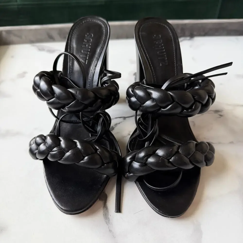 SCHUTZ Zarda Black Block Heel Sandals Size 7